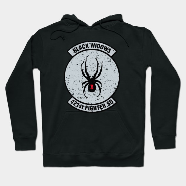 421st Fighter SQ "Black Widows" Vintage Insignia Hoodie by Mandra